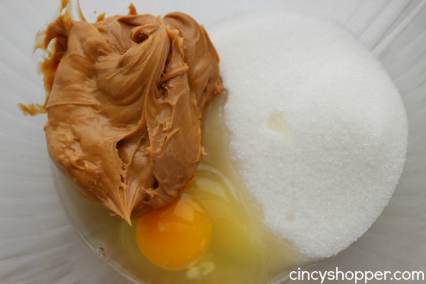 Ingredients to make 3 Ingredient Peanut Butter Cookies.