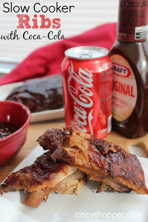 Slow Cooker Ribs with Coca-Cola text on image