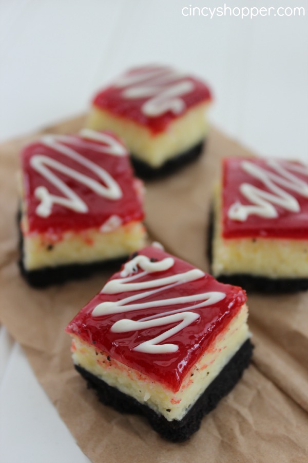 Strawberry White Chocolate Cheesecake Bars- make for a great Valentine's Day dessert.