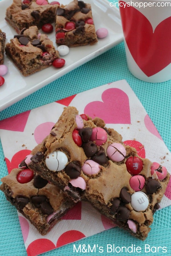 Valentine Blondie Bars with M&M's