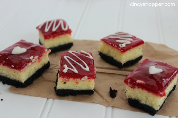 Strawberry White Chocolate Cheesecake Bars- make for a great Valentine's Day dessert.