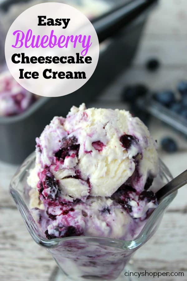 Easy Blueberry Cheesecake Ice Cream Recipe. No machine needed. Yum!