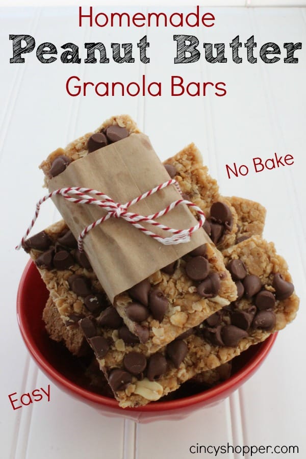 Homemade Peanut Butter Granola Bars. No Bake, so Simple to make! Great for lunchboxes and snacks.