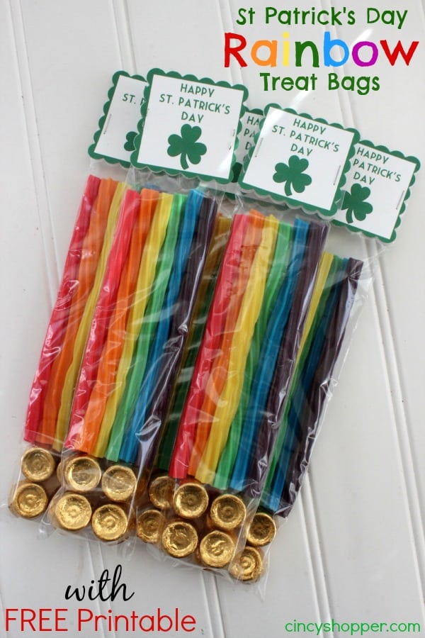 St Patrick's Day Rainbow Treat Bags with FREE Printable