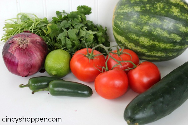 Ingredients for homemade watermelon salsa