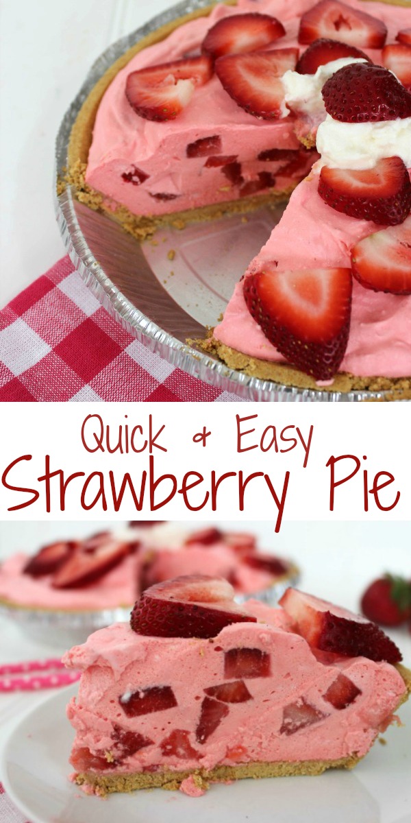 No Bake Easy Strawberry Pie- Super Simple and comes together quickly. Makes for a great summer BBQ dessert.