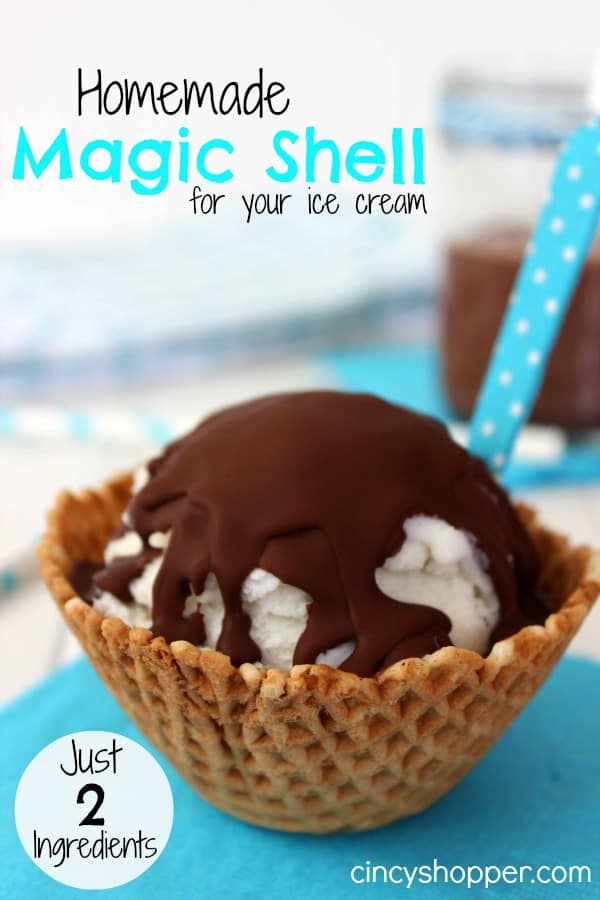 Homemade Magic Shell Recipe- Super Simple 2 Ingredient topping for your summertime desserts.