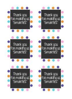 Thank You For Making Us Smarties Printable