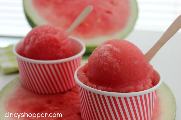 4 Ingredient Watermelon Sorbet Recipe- Super simple to make. Perfect refreshing summer dessert or treat.