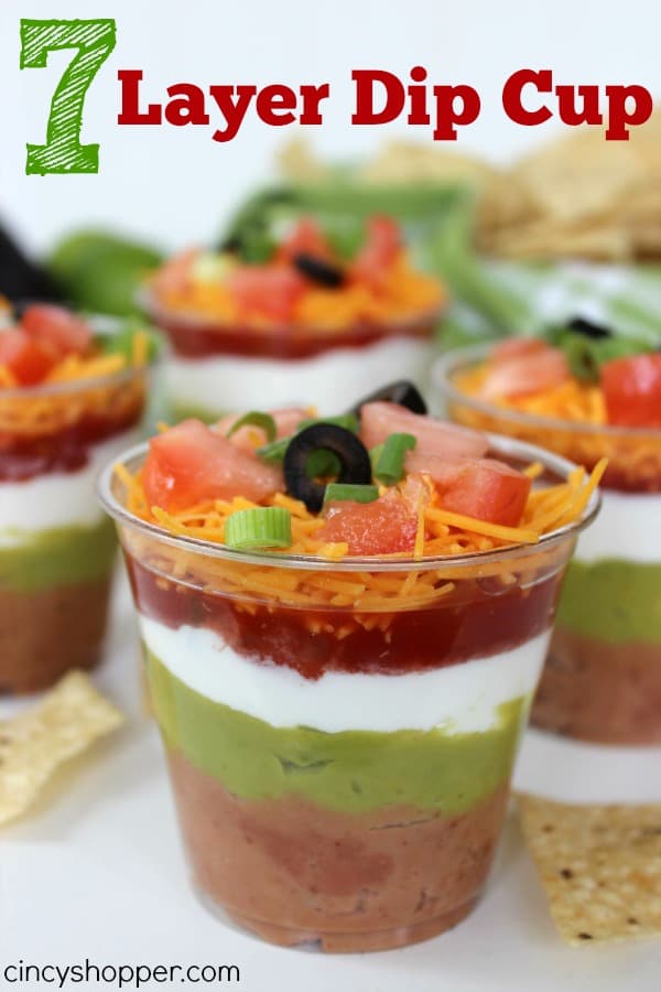 7 Layer Dip Cup- Perfect for feeding a crowd! So Super simple and everyone loves them.