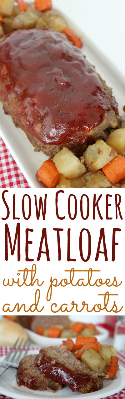 Slow Cooker Meatloaf Recipe with Potatoes and Carrots too! This crock-pot recipe turned out GREAT! Everyone came back for seconds.