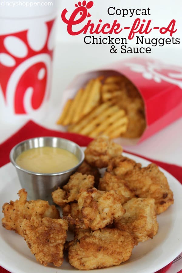 Copycat Chick-fil-A Chicken Nuggets & Sauce Recipe. Save $$'s and make your favorites at home. This recipe was a HUGE hit with our family. 