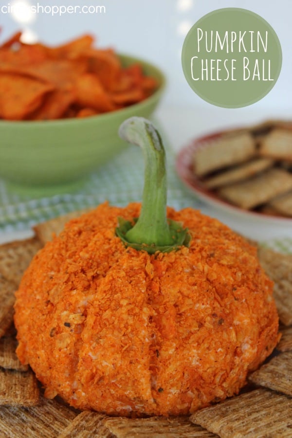 Pumpkin Cheese Ball - Shaped just like a pumpkin. So easy and great for Halloween parties or for Thanksgiving appetizer.