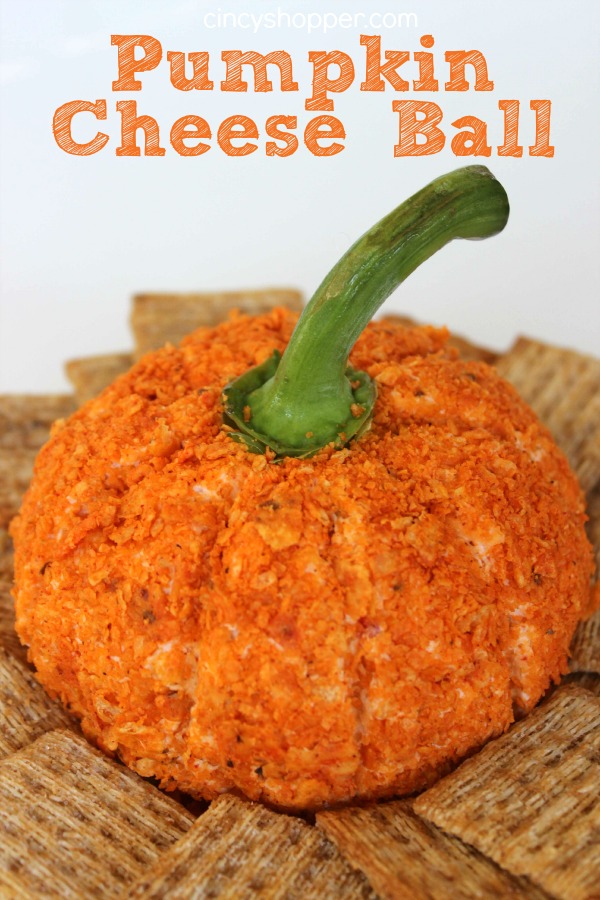 Pumpkin Cheese Ball - Shaped just like a pumpkin. So easy and great for Halloween parties or for Thanksgiving appetizer.