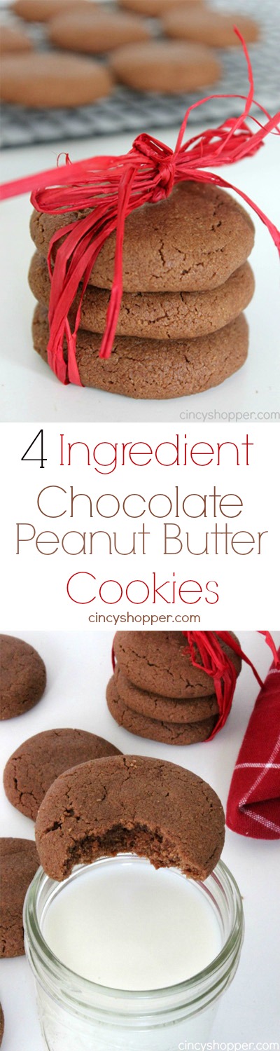 4 Ingredient Chocolate Peanut Butter Cookie Recipe