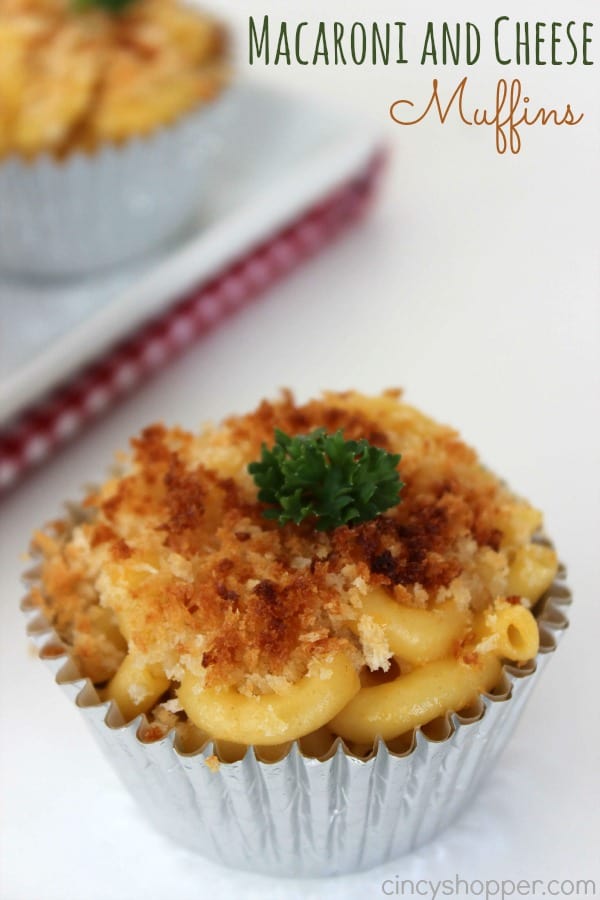 Macaroni and Cheese Muffins Recipe-Quick and Easy homemade Mac & Cheese loaded into a cupcake liner for individual yumminess! Great for entertaining during the holidays. Comfort food at it's best!