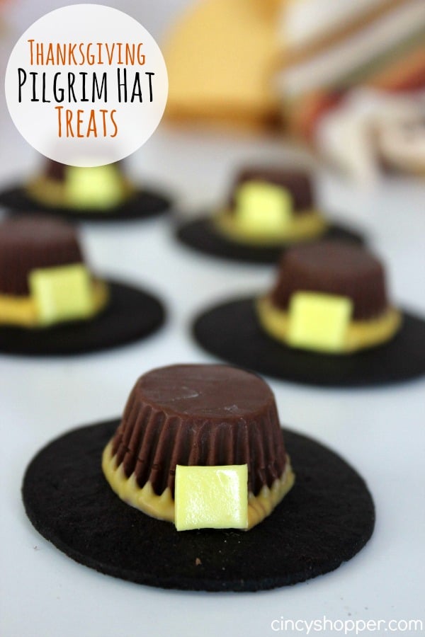 Thanksgiving Pilgrim Hat Treats-If you are looking for a fun and kid friendly Thanksgiving Treat these will be perfect! Super simple treats to make Thanksgiving a bit extra special for the kiddos.