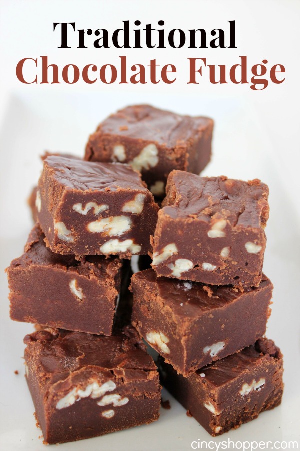 Traditional Chocolate Fudge Recipe- made the old school way with butter, milk, sugar and cocoa. Made just like it was when I was growing up (without marshmallow cream). Perfect fudge for the holidays or all year long.