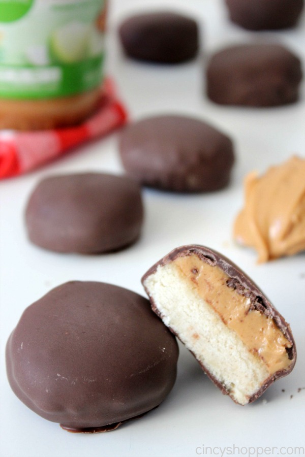 CopyCat Girl Scout Peanut Butter Tagalong Cookies-Satisfy your cravings all year! The perfect combination of shortbread cookie, peanut butter filling and a chocolate coating.