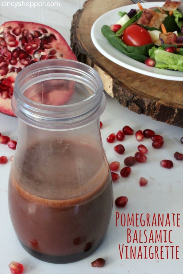 Homemade Pomegranate Balsamic Vinaigrette Dressing- With just a few simple ingredients you can have this fresh dressing ready to serve.