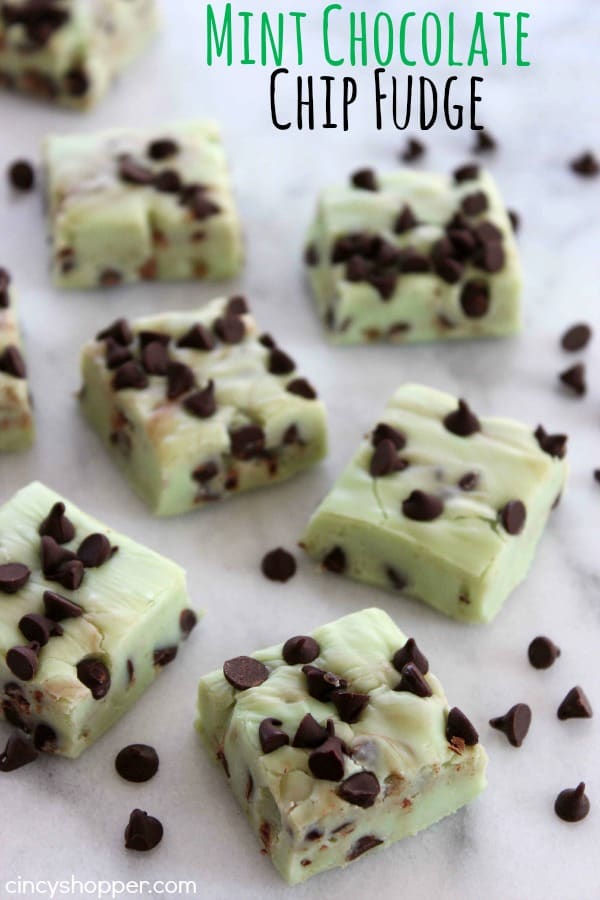 Easy Mint Chocolate Chip Fudge- Super Simple fudge. Perfect year round or great for St. Patrick's Day.
