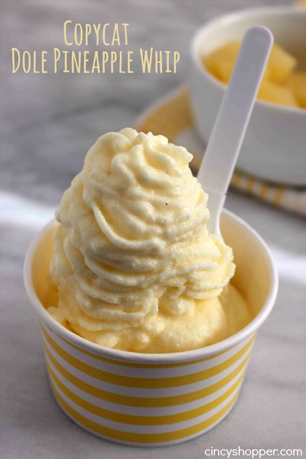 CopyCat Dole Pineapple Whip- No Disney trip is needed to enjoy a dish of this yummy pineapple flavored non-dairy frozen treat. Just a few ingredients are needed.