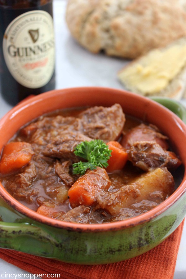 Guinness Beef Stew- Hearty Stew with a hint of Guinness flavor. The flavors are AMAZING! Perfect for St. Patrick's Day!