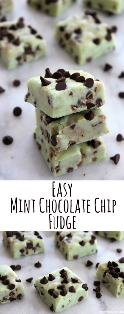Easy Mint Chocolate Chip Fudge- Super Simple fudge. Perfect year round or great for St. Patrick's Day.