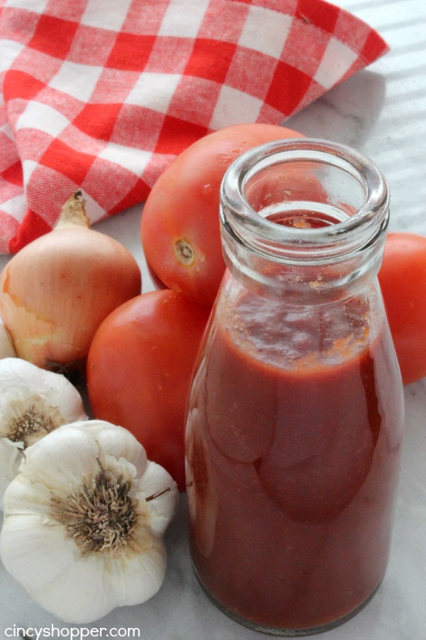 Easy Homemade Ketchup- Super simple ketchup recipe that uses tomato paste for a base. Perfect for when you are "fresh out" of ketchup.