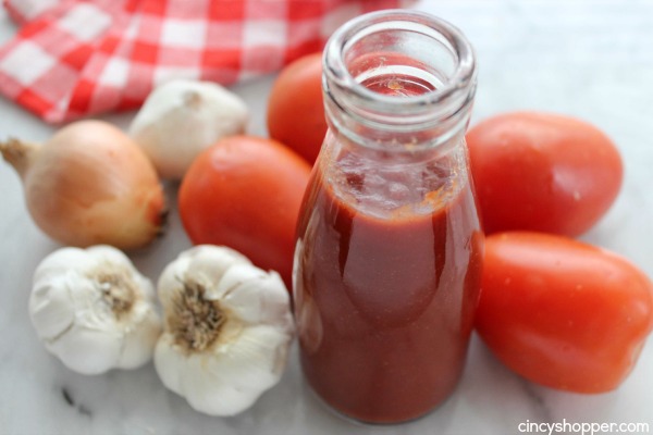 Easy Homemade Ketchup- Super simple ketchup recipe that uses tomato paste for a base. Perfect for when you are "fresh out" of ketchup.