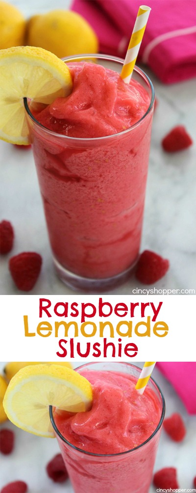 Raspberry Lemonade Slushies- The most refreshing summer time frozen treat. Just a couple fresh ingredients to make these slushies full of great flavor. Perfect for summer time parties.