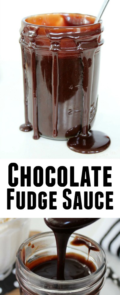 Chocolate Fudge Sauce- Rich and smooth making it a perfect addition to a big bowl of ice cream, waffles, fresh fruit, cake and more!