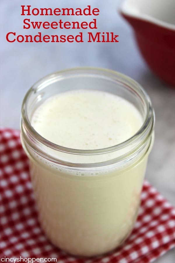 Homemade Sweetened Condensed Milk- Just three simple ingredients. Saves you from taking a trip to the store.
