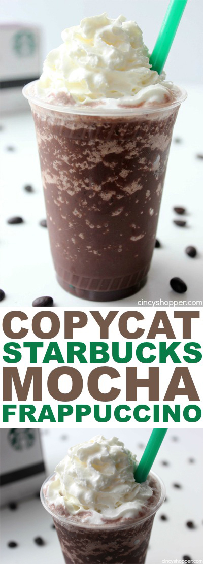 CopyCat Starbucks Mocha Frappuccino- Coffee and Chocolate blended to make a truely awesome cold beverage! Does it get any better than this? Save $$'s and make your favorites at home!