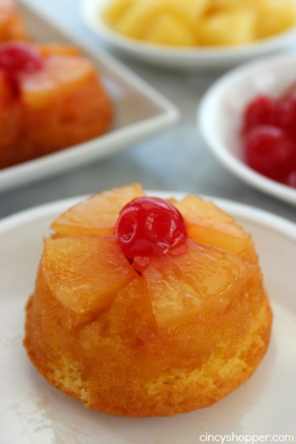 Mini Pineapple Upside Down Cakes- Super Simple and fun twist on a traditional dessert. 