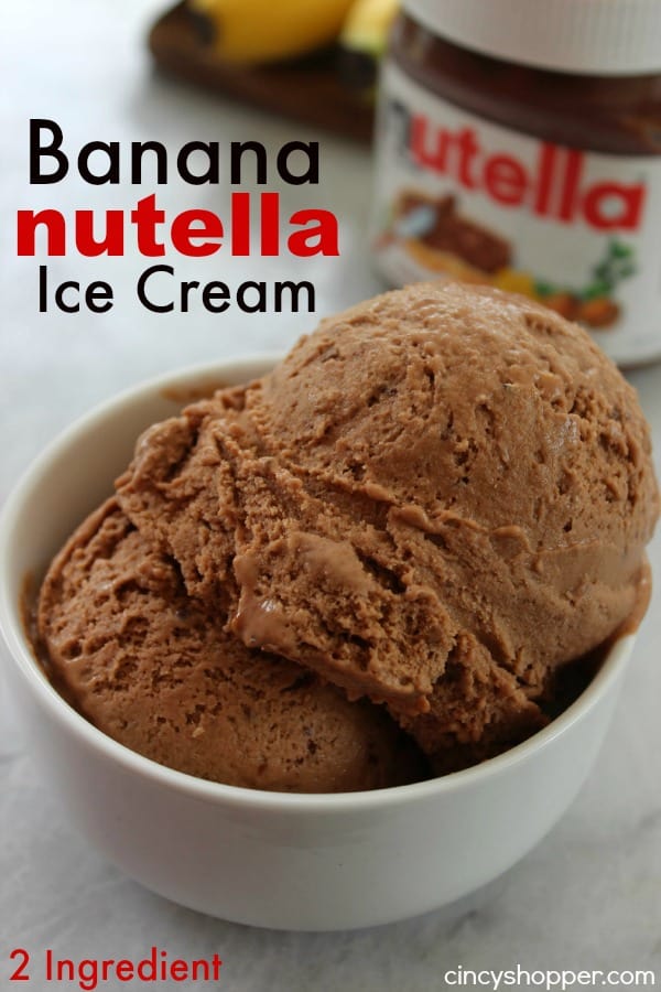 2 Ingredient Banana Nutella Ice Cream- Super simple cold treat for summer. Rich, smooth and delish.
