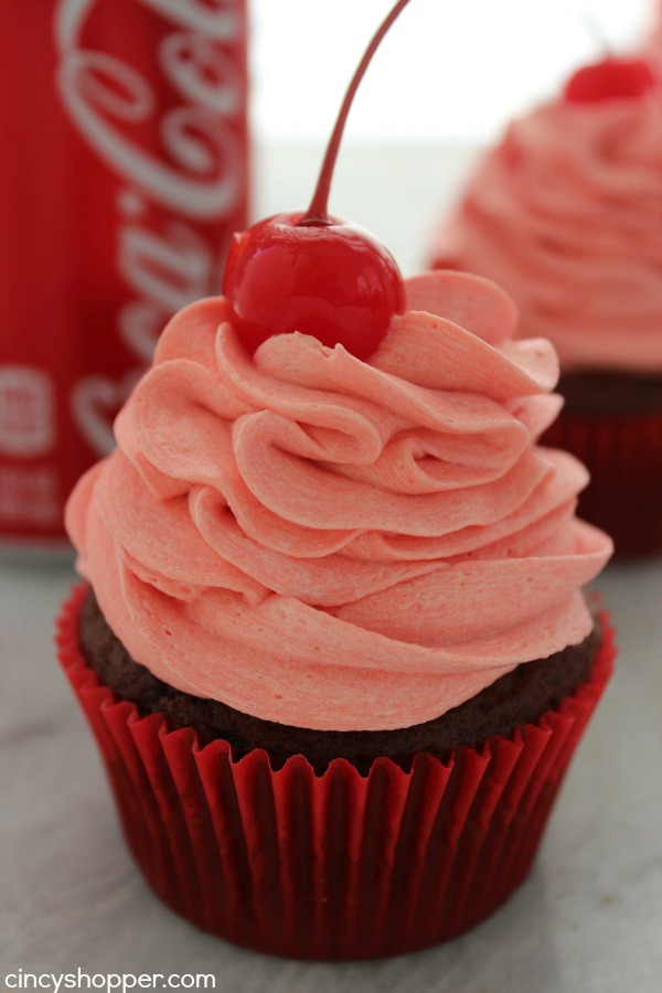 Cherry Coke Cupcakes- Super fun cupcake. Easy and super tasty!