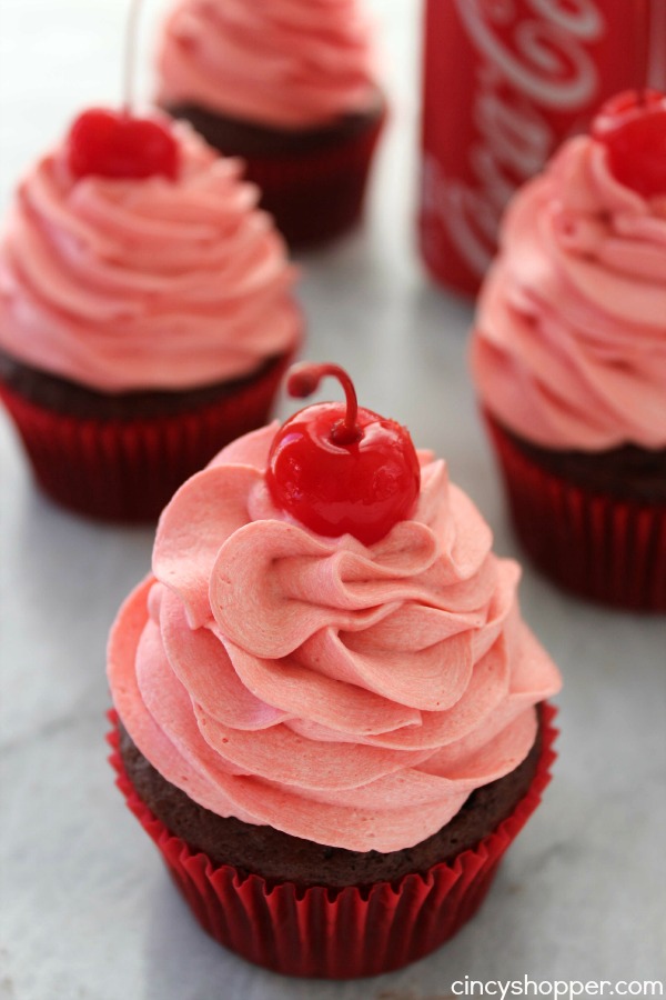 Cherry Coke Cupcakes- Super fun cupcake. Easy and super tasty!