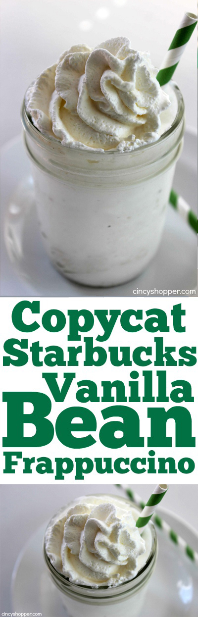Copycat Starbucks Vanilla Bean Frappuccino - Super simple to make at home. Save yourself some $$'s.
