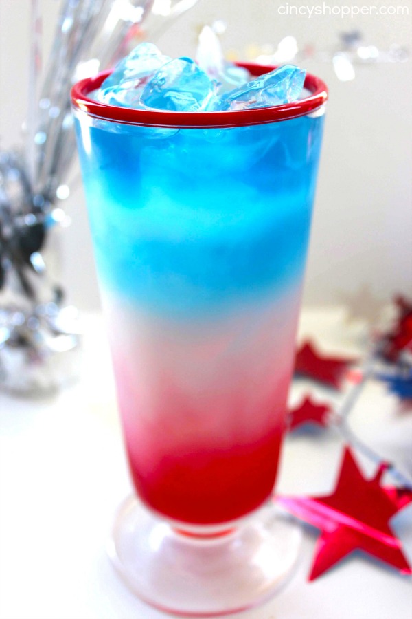 4th of July Red White Blue Drink - will make for a fun holiday beverage. With three simple ingredients you can make these super tasty and patriotic drinks.