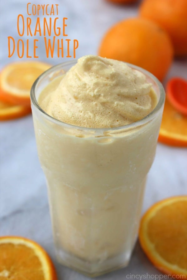 Copycat Orange Dole Whip- No trip to Disney Needed. This cold treat is non-dairy and includes great orange juice flavors. Perfect summer time dessert that is super refreshing