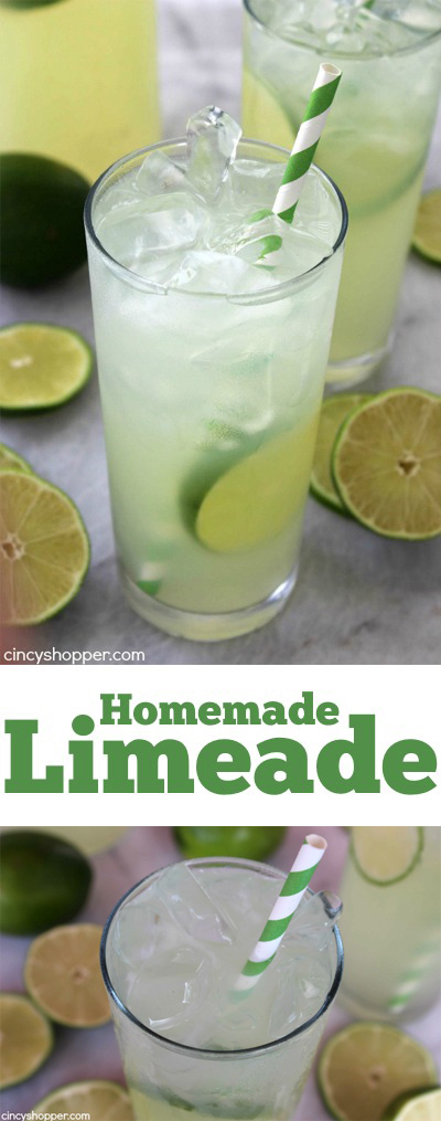 Homemade Limeade- sure to keep you cool and refreshed this summer. The perfect cold, sweet and tangy beverage to enjoy on a hot day.