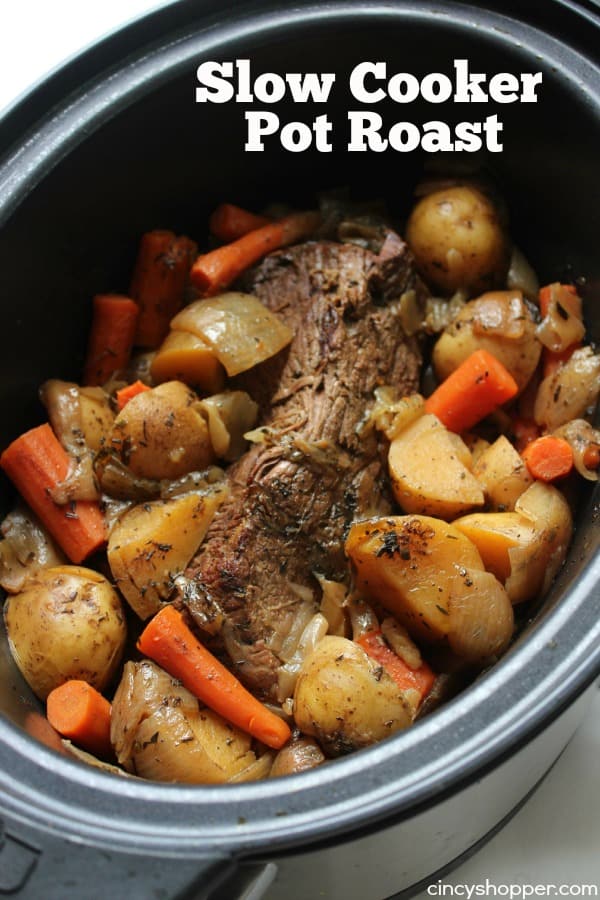 Slow Cooker Pot Roast -Roast loaded with potatoes, carrots, and onions is an easy Crock-pot idea that makes for a filling meal. Juicy meat with incredible flavors.