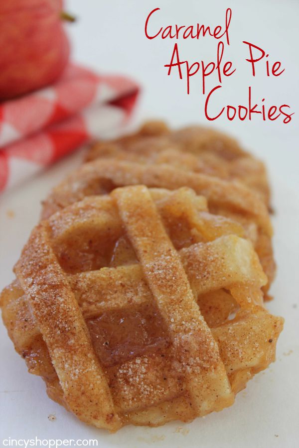 Caramel Apple Pie Cookies -Easy fall cookie. Pastry crust, warm gooey caramel and apples make them delish.