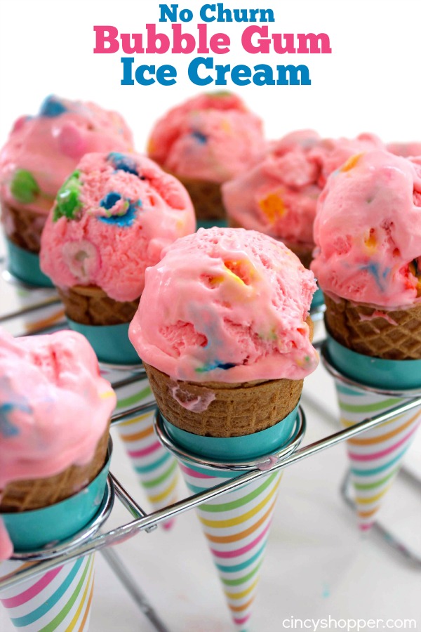 No Churn Bubble Gum Ice Cream - Super fun and so easy to make right at home. Requires just 4 ingredients. The perfect summertime treat for adults and kiddos.