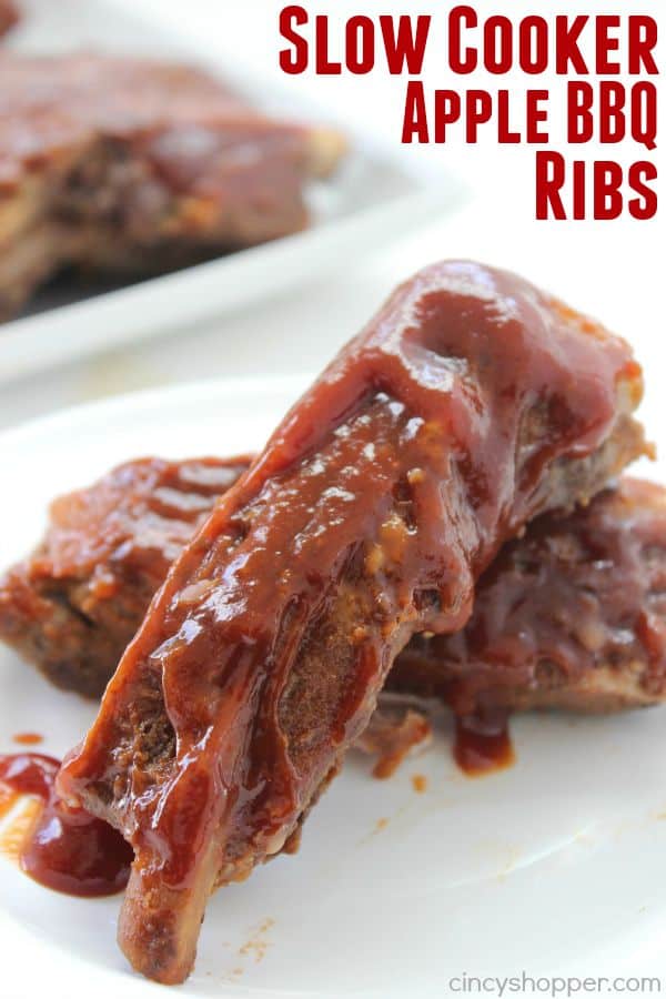 Slow Cooker Apple BBQ Ribs - apple flavors to our ribs along with some sweet brown sugar flavors to give these ribs a yummy kick. Great Crock-Pot meal idea.