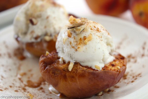 Baked Peaches - with brown sugar and cinnamon make these peaches AMAZING!. Enjoy them “as is” or top with a scoop of vanilla ice cream for a sweet and creamy dessert.