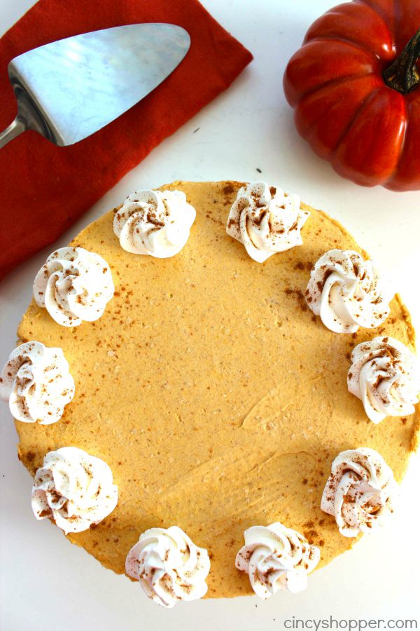 No Bake Pumpkin Cheesecake -Super easy fall and Holiday dessert. Pumpkin dessert that looks and tastes like a million bucks.