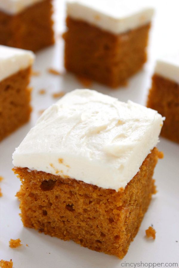 Pumpkin Cake with Cream Cheese Frosting - This super moist cake is so easy to whip up for Thanksgiving or a holiday party.