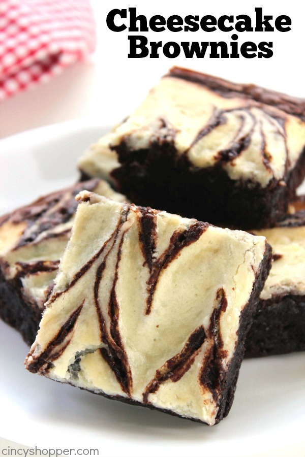 Easy Cheesecake Brownies - Fudge brownies with yummy cheesecake swirls. Super quick dessert idea. 